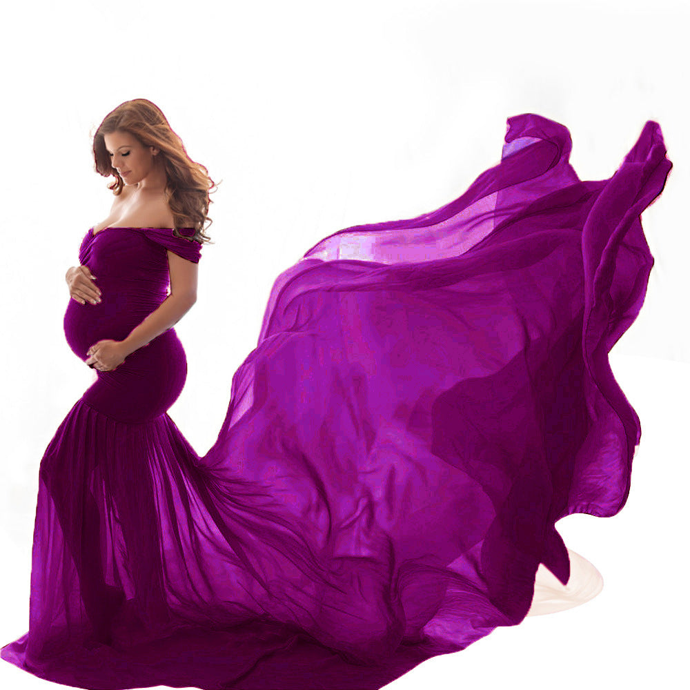 Women's Mercerized Cotton With Chiffon Pregnant Women Photography Dress