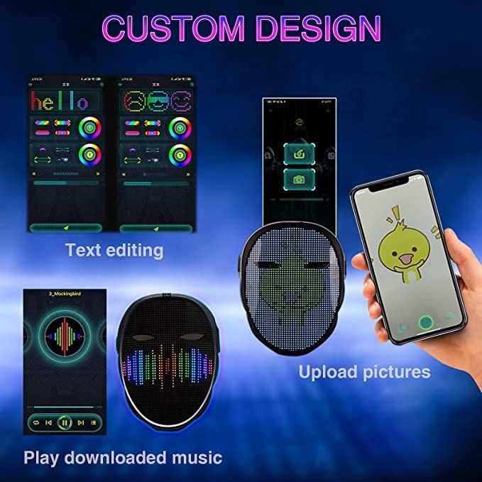 LED Display Mask Bluetooth Halloween with Speaker for Music- LIMITED EDITION