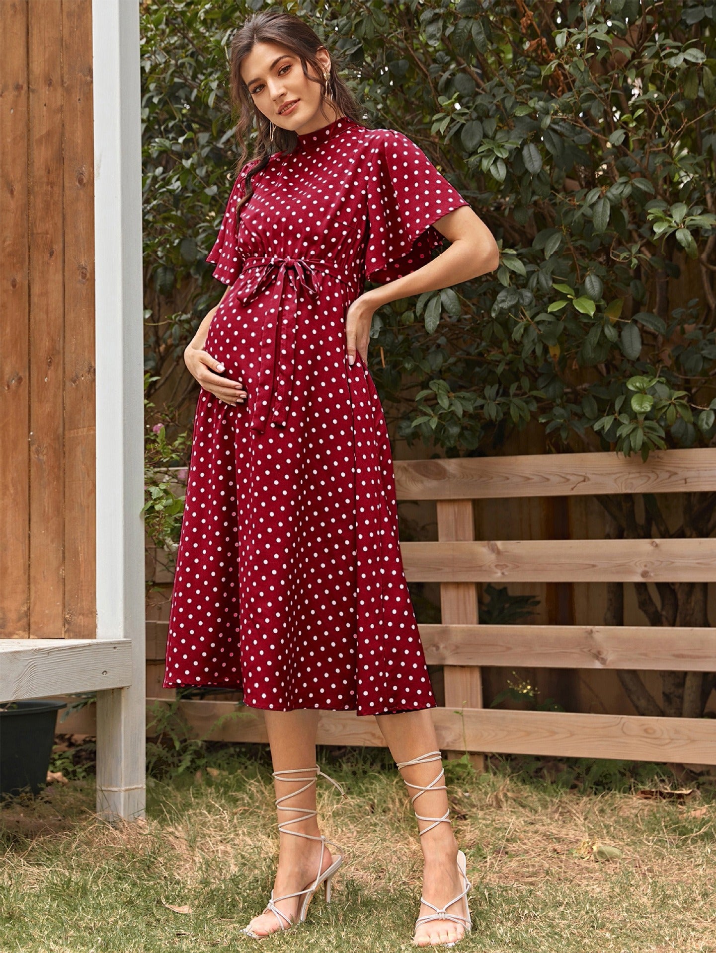 Comfortable Maternity Red Dotted Upper Longs - Original