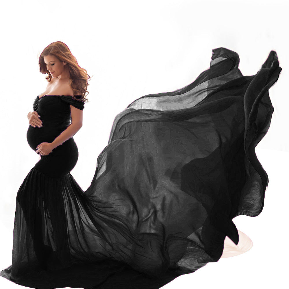 Women's Mercerized Cotton With Chiffon Pregnant Women Photography Dress