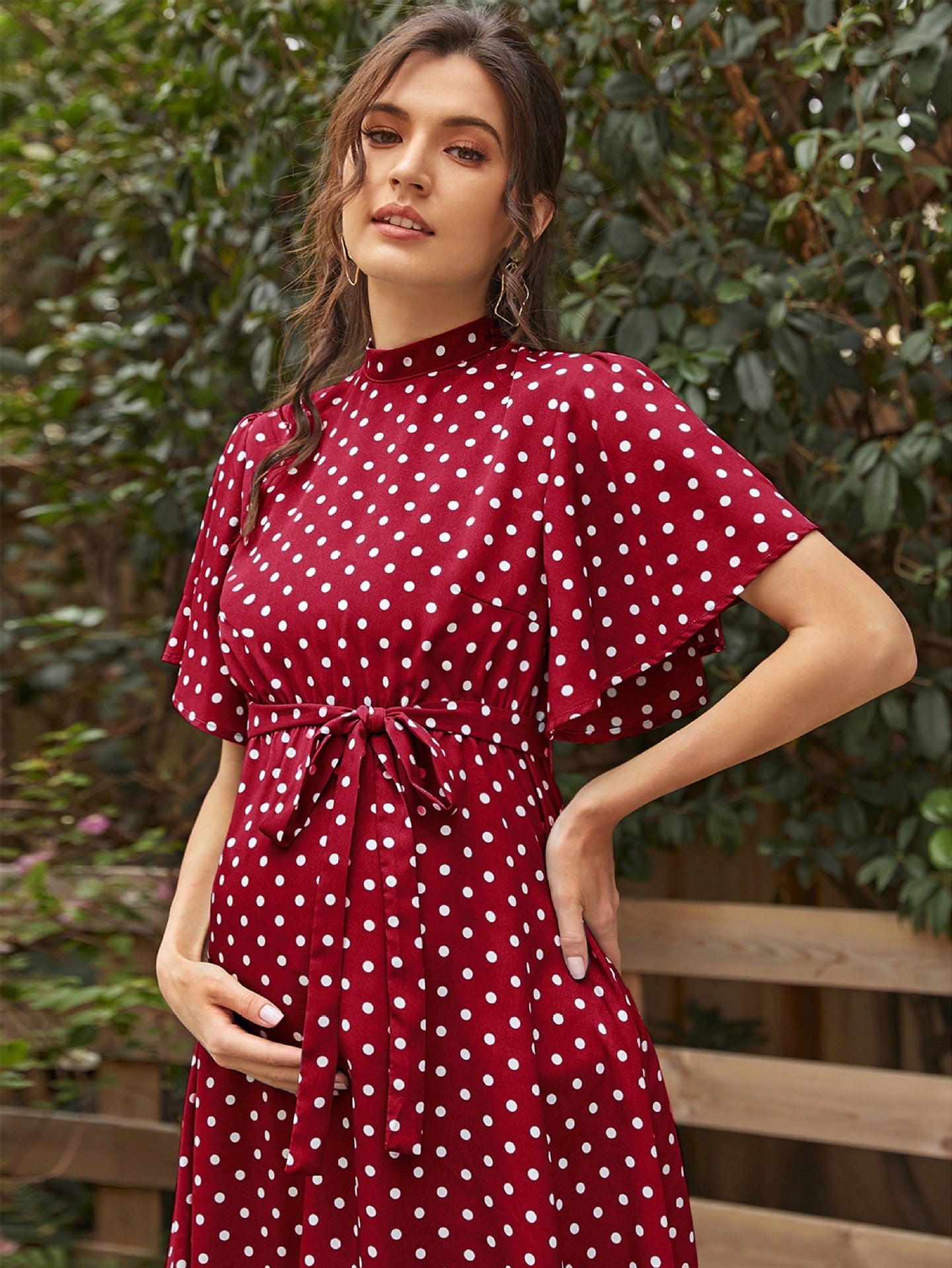 Comfortable Maternity Red Dotted Upper Longs - Original